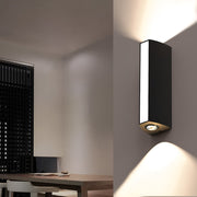 Modern Industrial Rectangular Up/Down Wall Sconce — Black Aluminum, LED, IP65 Weatherproof