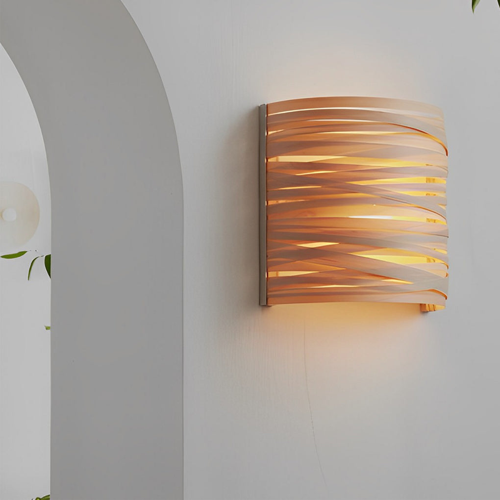 Handmade Semi-Cylindrical Wood Wall Sconce — Soft Ambient Light, Bedroom & Living