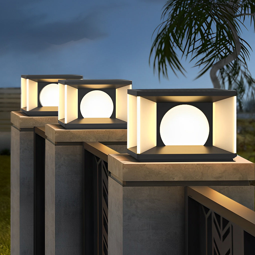 Modern Square Solar Post Cap Light — Stainless Steel, LED, IP65 Weatherproof, 3000K Warm White