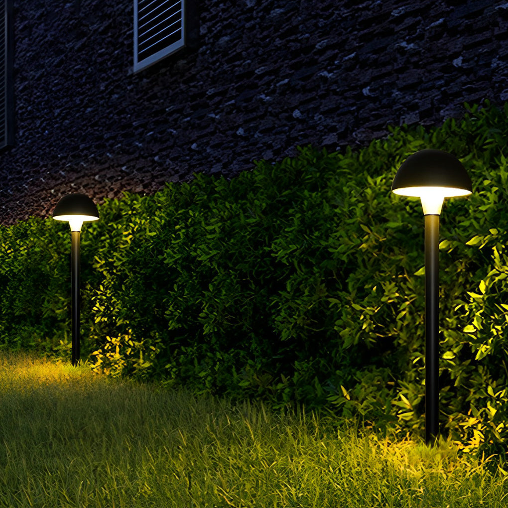 Mushroom Outdoor Bollard Light — Black Aluminum & Acrylic, LED Warm White, IP65 Weatherproof