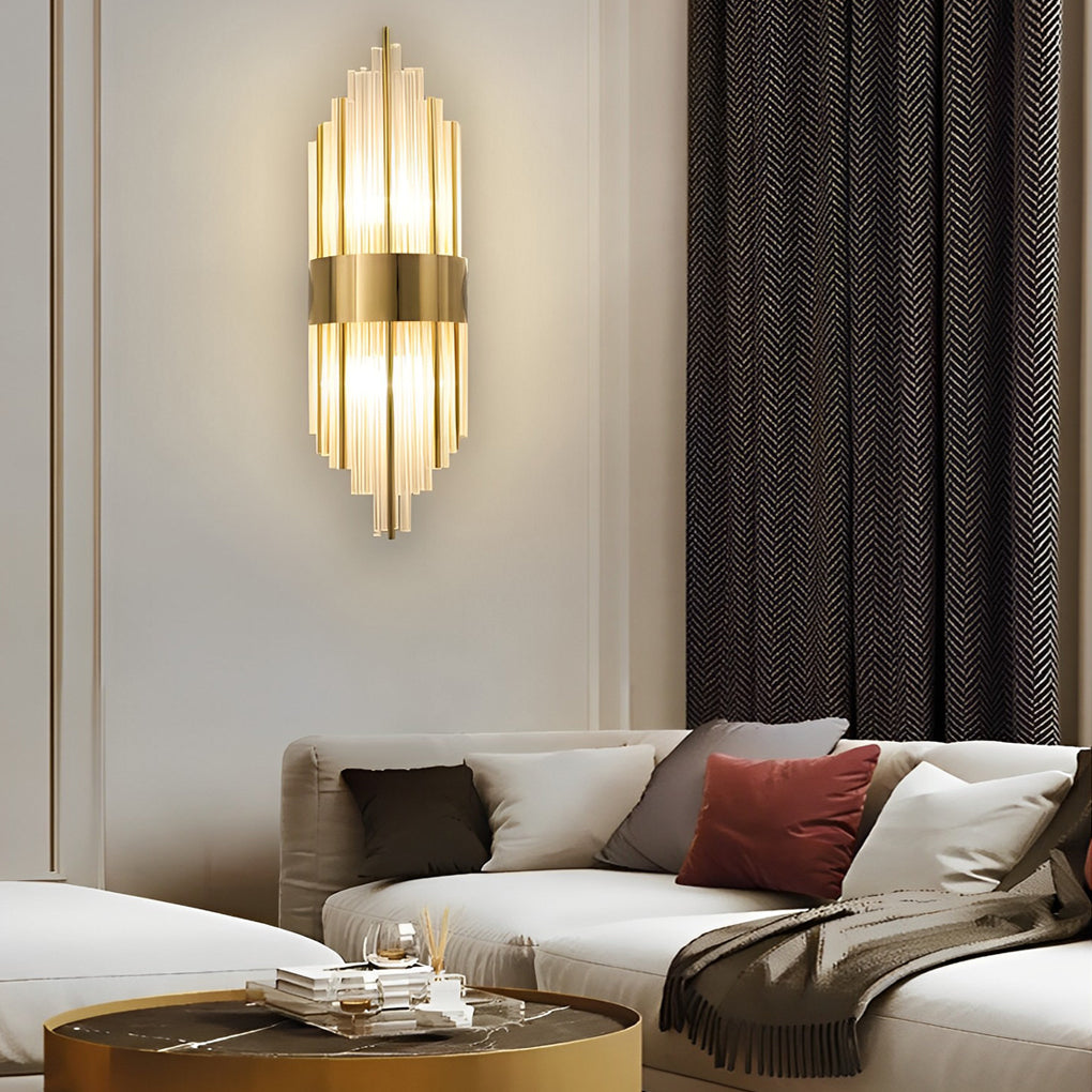 Postmodern Crystal Rod Up/Down Wall Sconce — Stainless Steel, Three-Step Dimming, 3000K/4500K/6000K, Hardwired