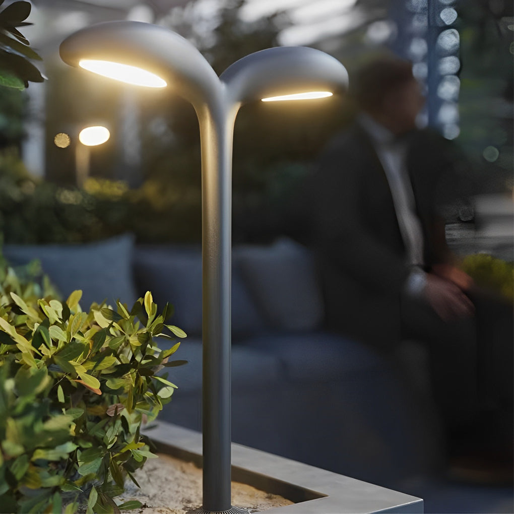 Bean-Sprout Grass LED Pathway Bollard Light — Black Aluminum, Warm White 3000K, 1-Light or 2-Light, 24" Height