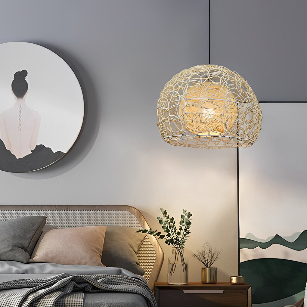 Double-Layer Round Rattan Ball Pendant — Modern Farmhouse, E27, 12"/16"/20", 59" Adjustable Wire