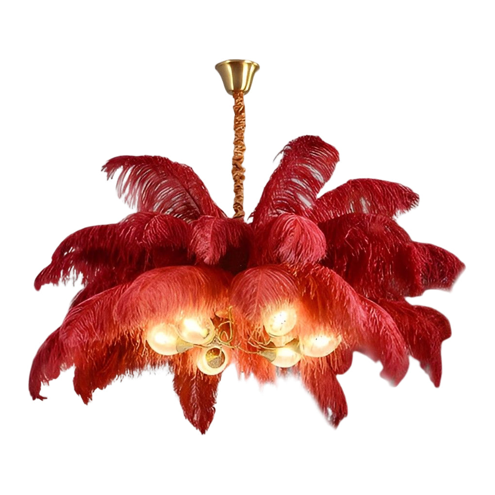 Feather Flush-Mount Chandelier — Copper, 39" Diameter, E14, Warm White 3000K