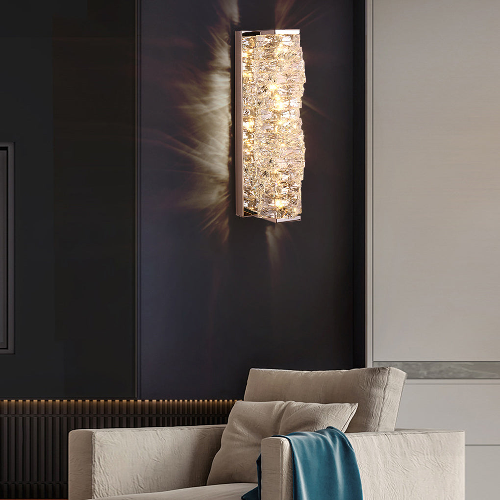 Modern Crystal Wall Sconce — Stainless Steel, 10W LED, Three-Step Dimming (3000K/4000K/6000K)