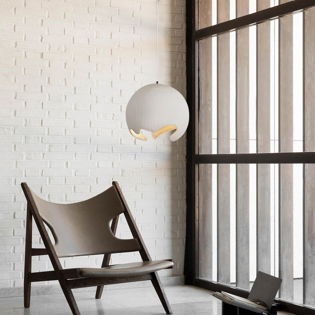 Irregular Ball Pendant Chandelier — Resin and Iron, Creamy White, E27, 3000K Warm White, Adjustable 59" Cord