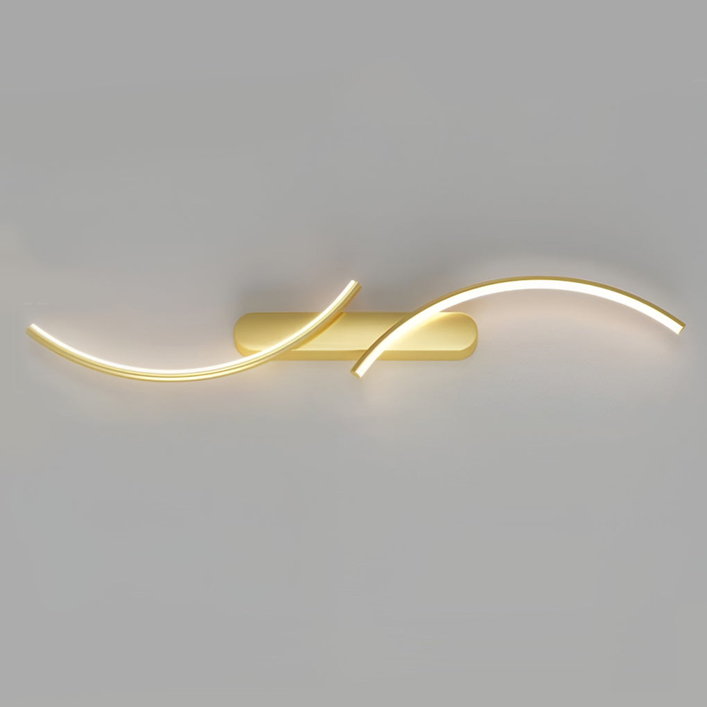 Modern S-Shaped Linear Wall Sconce — Iron and Silicone, LED, Three-Step Dimming (3000K/4500K/6000K), 8W–18W, Black / White / Gold