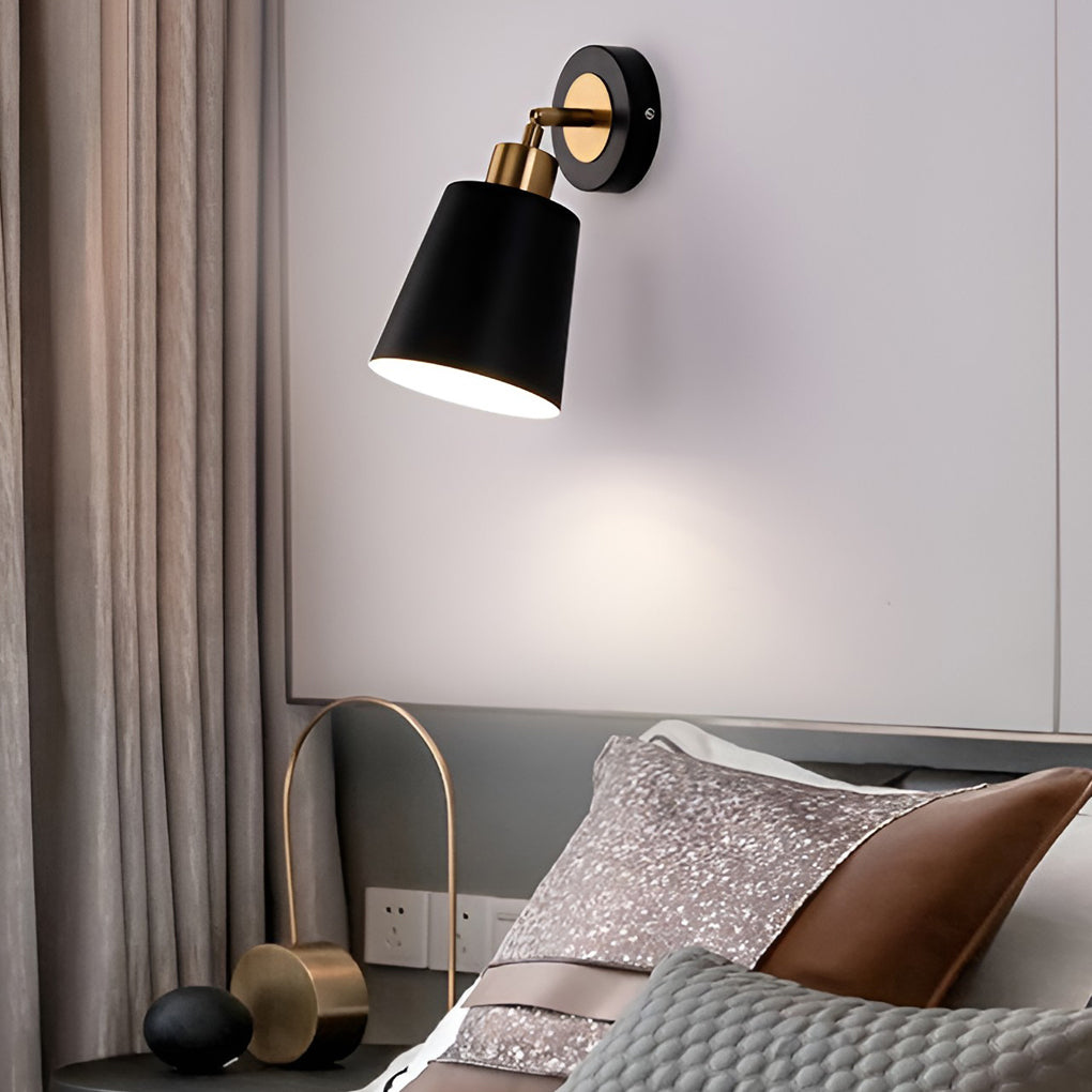 Adjustable Black and Gold Wall Sconce — Iron, LED 12W, 3-Step Dimming (3000K/4500K/6000K), E27, 180° Tilt / 350° Swivel
