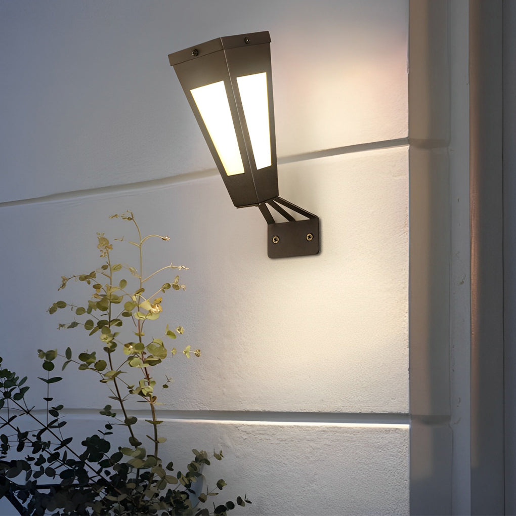 Modern Solar Outdoor Wall Sconce — Black Galvanized Steel, LED Warm White, IP65, 8–10 Hr Battery