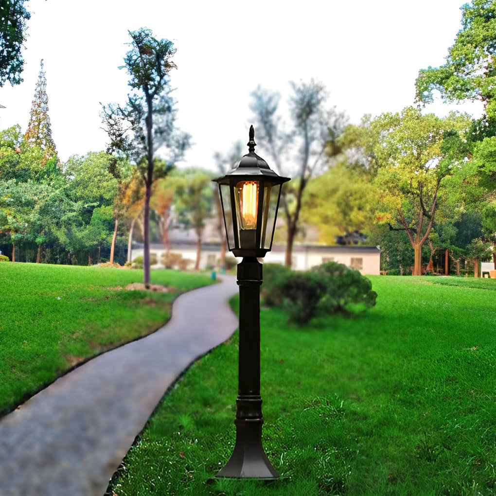 Traditional Black Outdoor Post Light — Die-Cast Aluminum and Glass, E27, Waterproof, 31" H