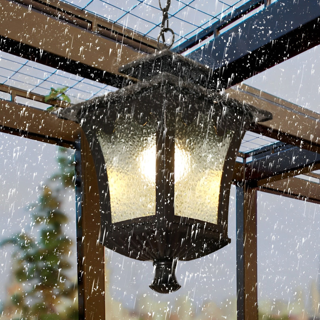 Water Drop Outdoor Hanging Light — Die-Cast Aluminum, Retro Glass, Waterproof, 7.5" × 13"