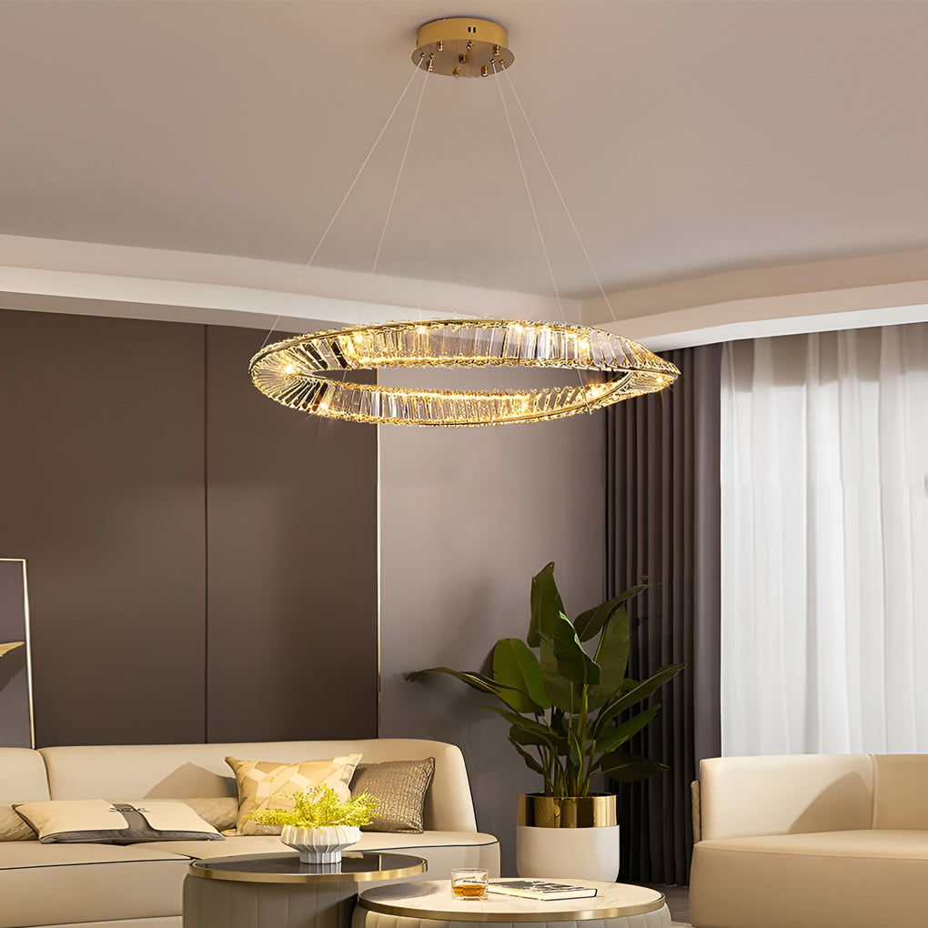 Modern Crystal Chandelier — Stainless Steel, Electroplated Finish, Stepless Dimming, Remote Control