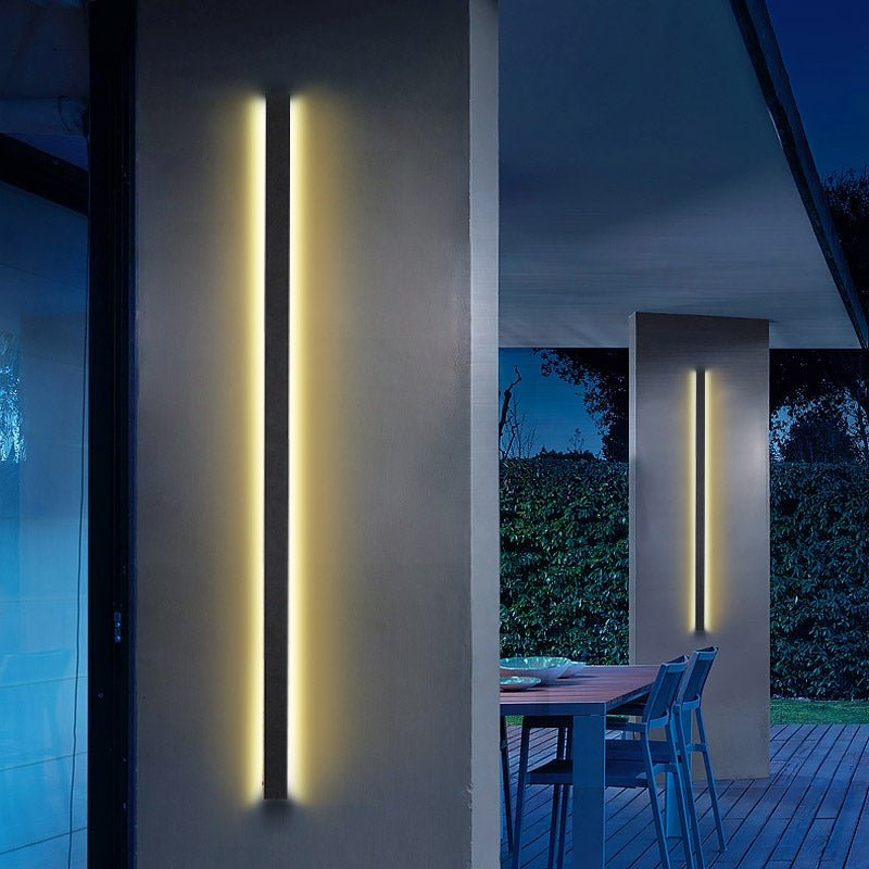 Linear Outdoor Wall Sconce — Black Iron, LED, IP65 Weatherproof, 20W–40W, 3200K Warm White, 40"–80"