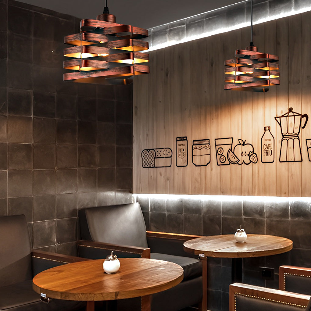 Retro Industrial Interwoven Iron Mini Pendant — E27/E26, 60W Max, 39.4" Adjustable, Gold / Copper / Black