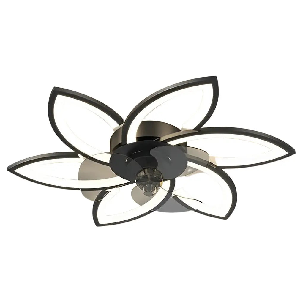 Modern Ceiling Fan Light with Flower Smart Silent Stepless Dimming LED Luxe