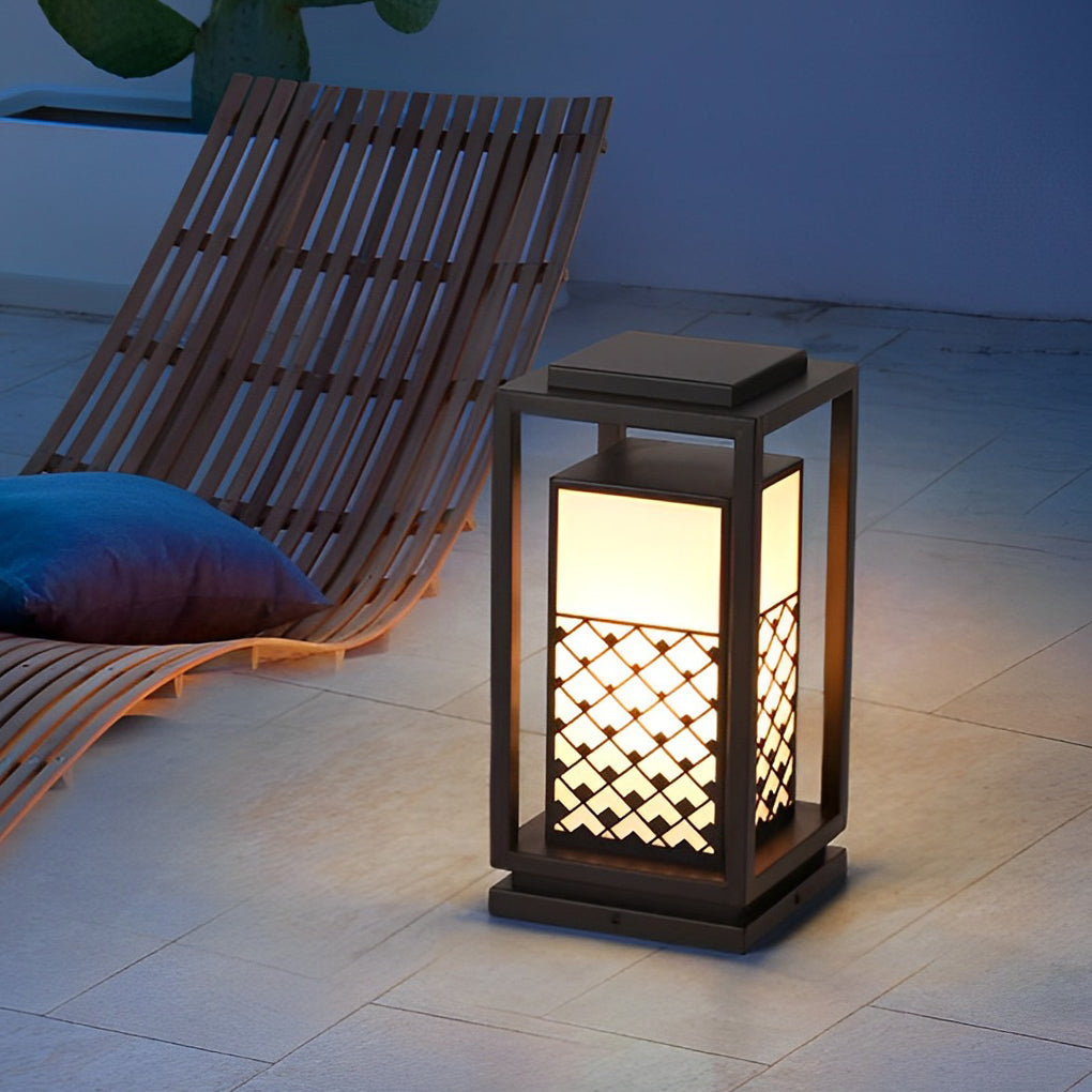 Retro Black Solar Bollard Pathway Light — Galvanized Steel and Acrylic, LED, IP65 Weatherproof