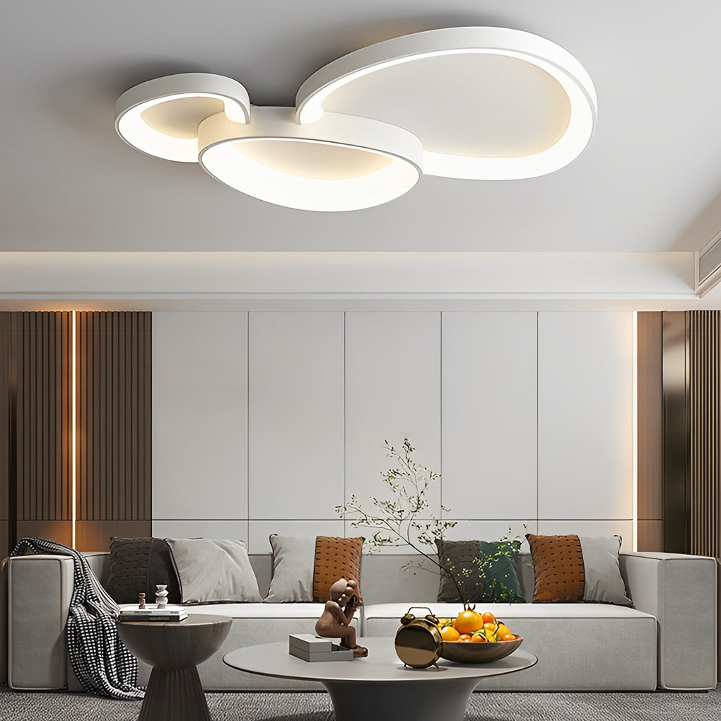 Geometric LED Flush-Mount Ceiling Light — Iron and Acrylic, Three-Step Dimming, 3000K/4500K/6000K