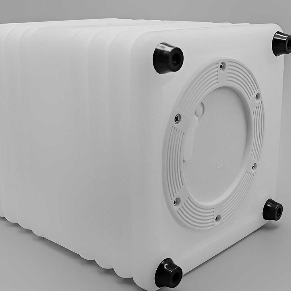 Modern Square Portable LED Outdoor Lantern — White PE, IP65 Waterproof, Remote Control, Rechargeable, 7" × 10"