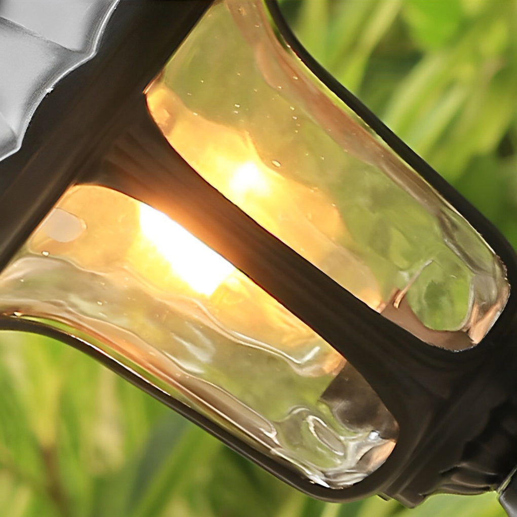 Vintage Outdoor Post Light — Die-Cast Aluminum, Black, Water Glass Lens, LED, 7" × 31"