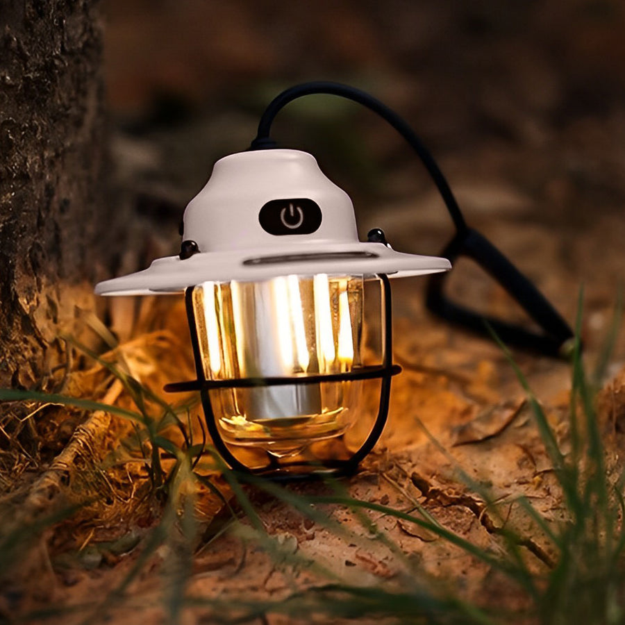 Retro Round LED Camping Lantern — Iron, ABS & PC, USB Rechargeable, 7 Lighting Modes, 2000mAh, Waterproof