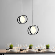 Modern Black Ring Pendant Light — Iron and Acrylic, LED, Three-Step Dimming (3000K/4500K/6000K), 9W–24W