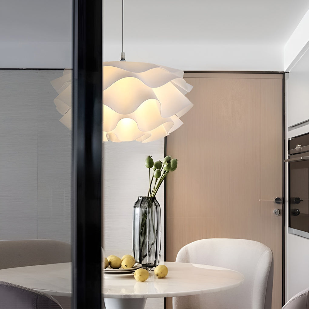 Flower-Shape Chandelier — White Acrylic, Three-Step Dimming LED, 3000K–6000K