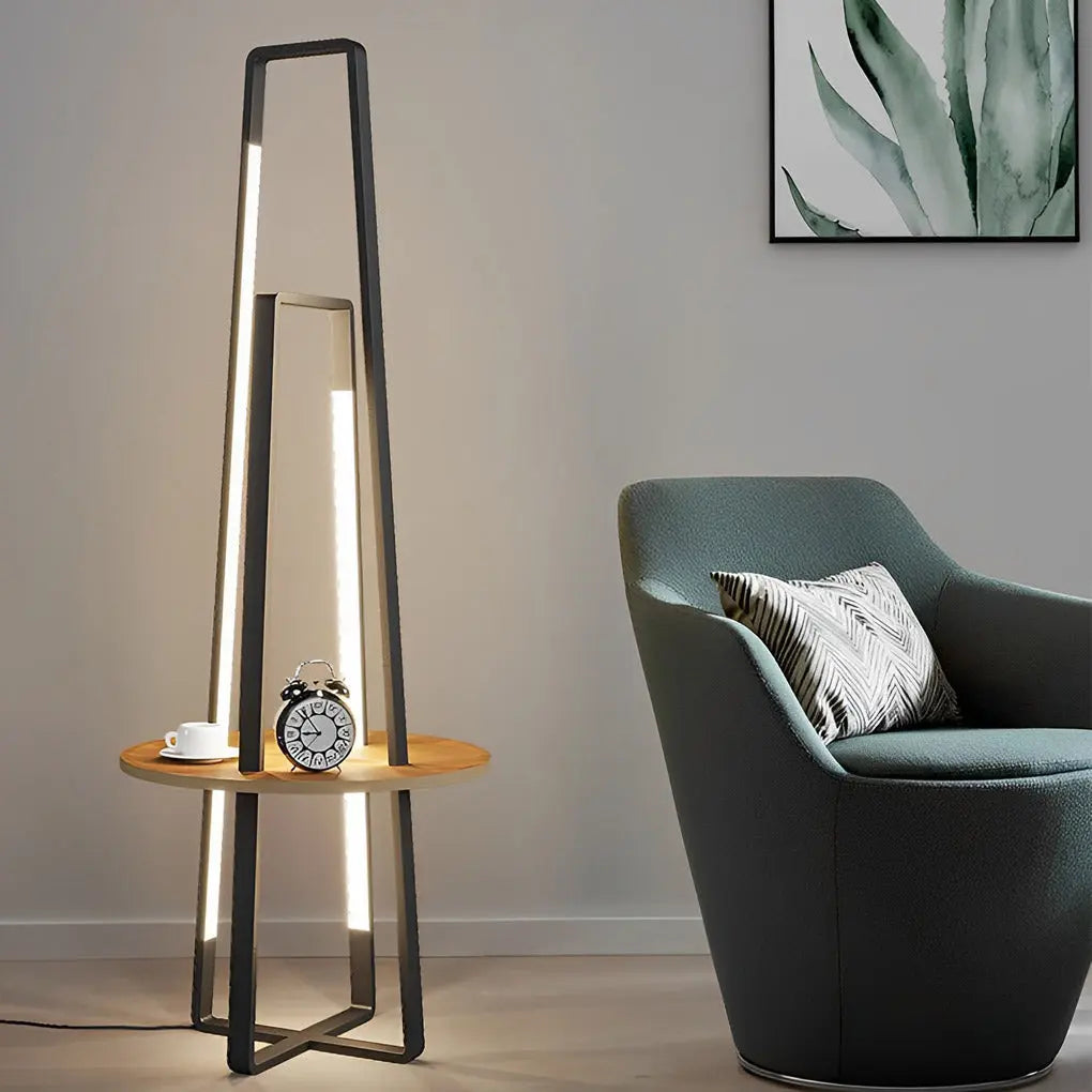 63-Inch Modern Metal Floor Lamp with LED and Tray for Living Room Luxe