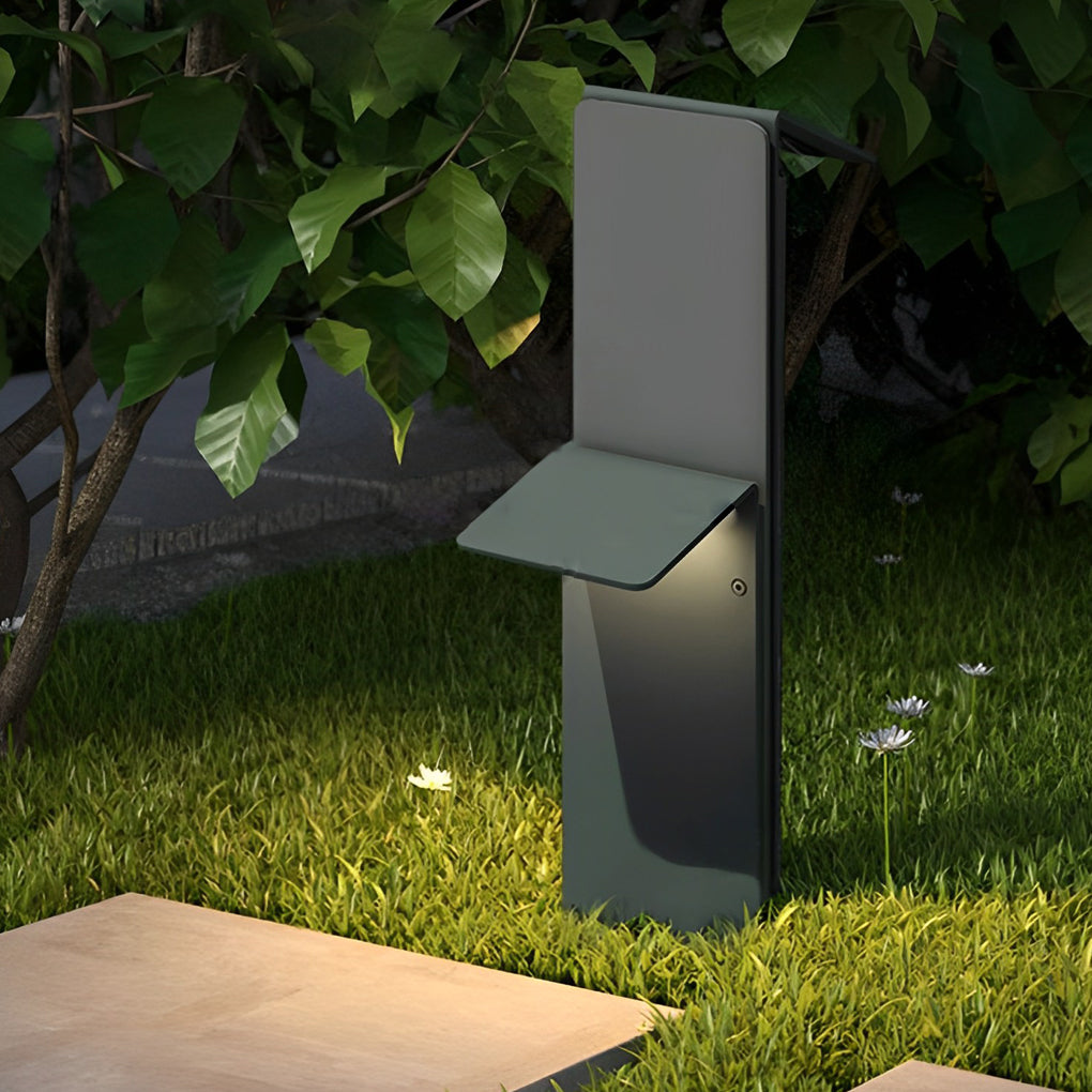 Dual-Panel Vertical LED Solar Bollard Path Light — Gray Stainless Steel, IP65, 3000K Warm White