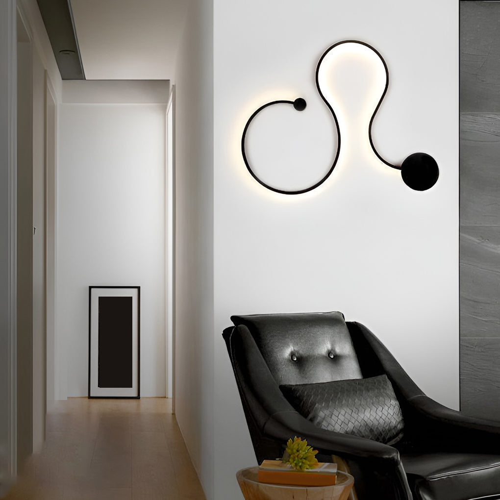 Curved Linear LED Wall Sconce — Black Iron, Modern, 23"–48" Sizes