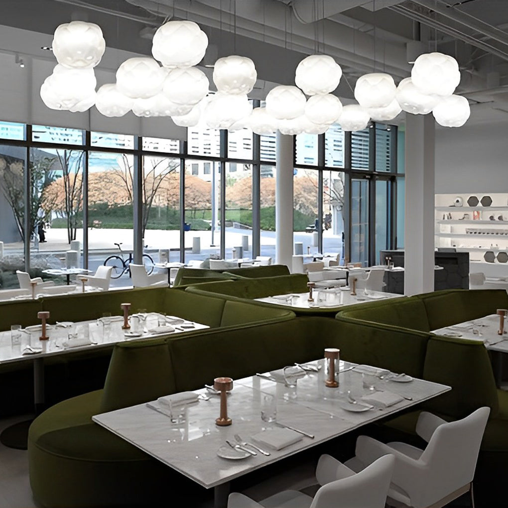 Cloud-Shaped Glass Pendant Light — Modern Minimalist, White, 3000K Warm White, 10" Diameter
