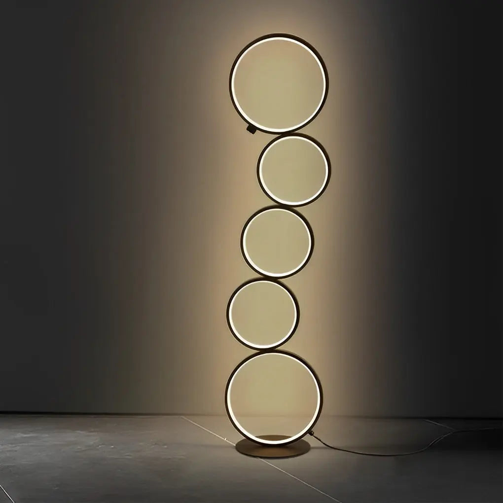 Contemporary 5-Circle LED Floor Lamp with Artistic Design Luxe