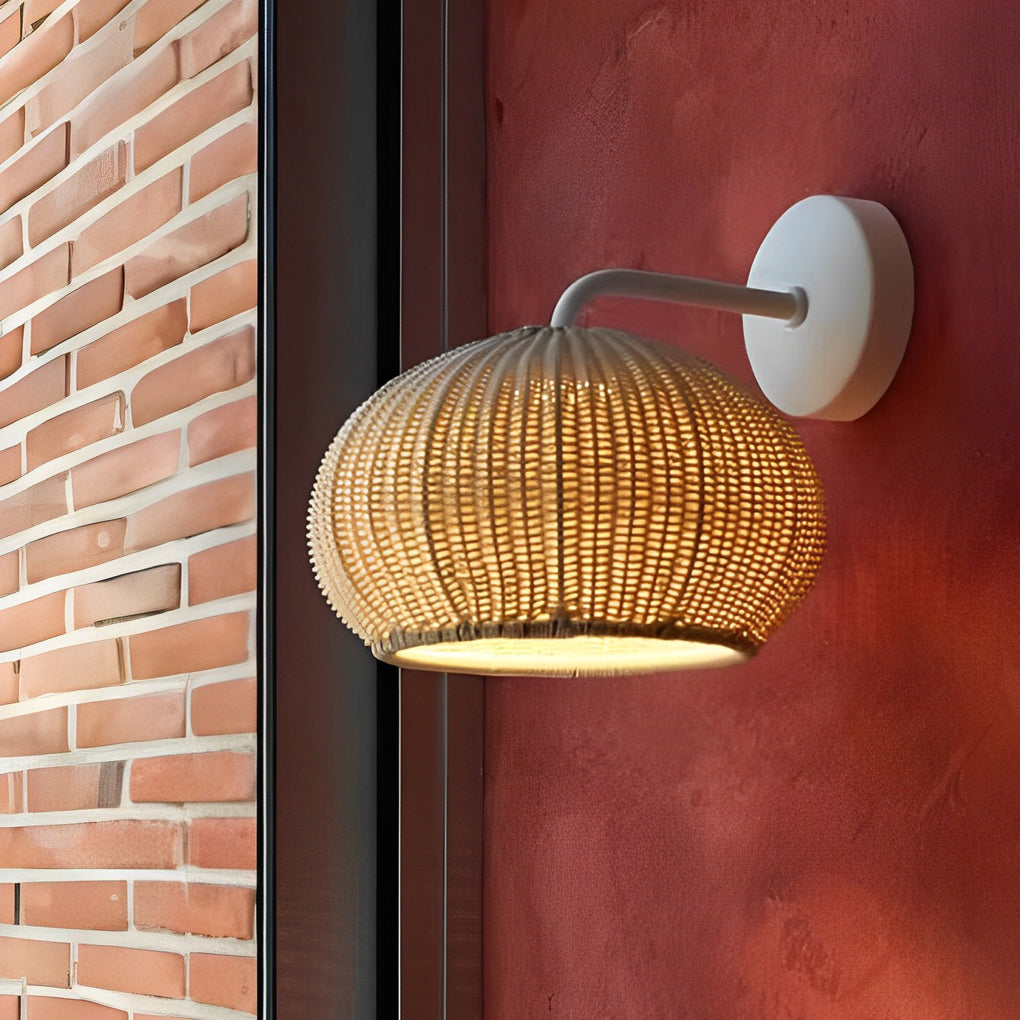 Rattan Lantern Outdoor Pendant & Wall Sconce — PE Rattan, E27 LED, 12W, IP55, Warm White 3000K, Beige or Coffee