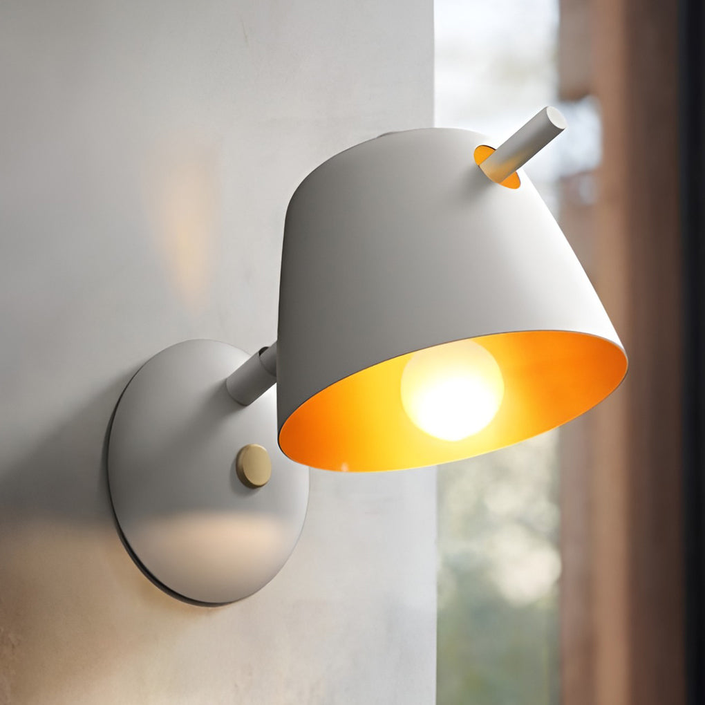 Hat-Style Minimalist Wall Sconce — Matte Iron, E27, 3000K, White / Black / Blue