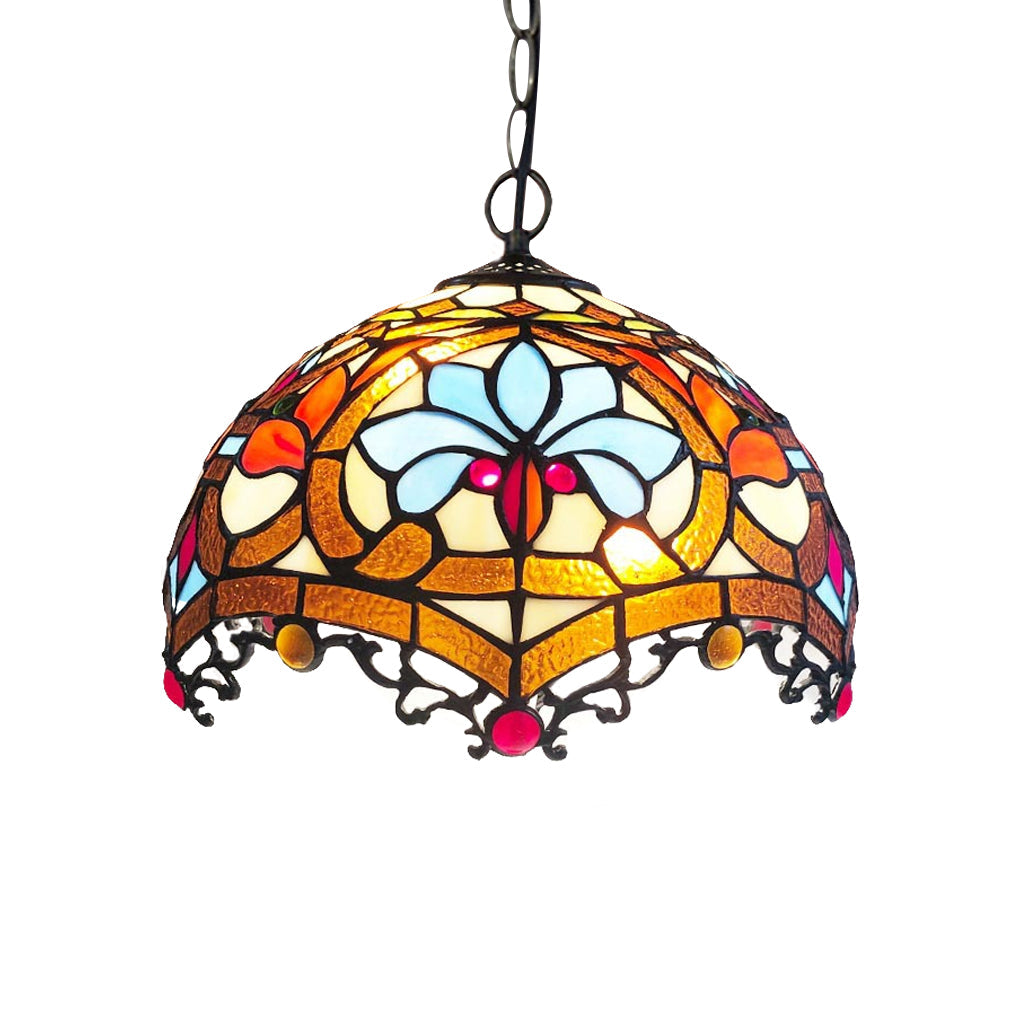 Baroque Mini Pendant Chandelier — Handmade Welded Colorful Glass, E27, 11.8" Diameter