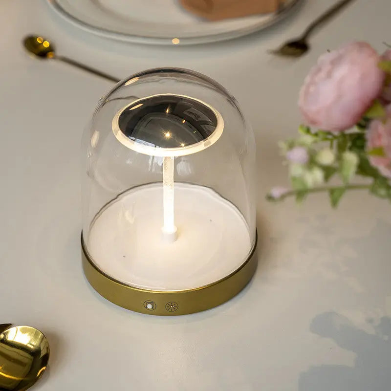 LED Decorative Table Lamp with Fairy Tale Glass Dome for Ambient Lighting Luxe