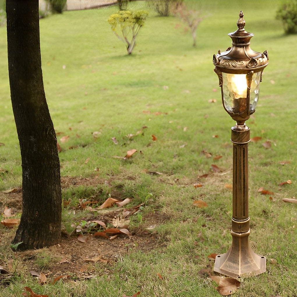 Industrial Outdoor Post Light — Die-Cast Aluminum and Glass, E27, 33" Height, Waterproof, Black / Bronze