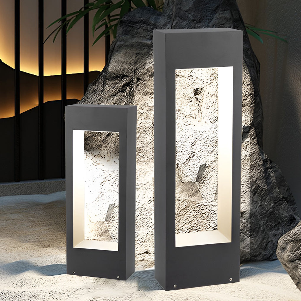 Rectangular Slim LED Bollard Light — Black Aluminum, 10W Hardwired, IP54, Warm or Cool White