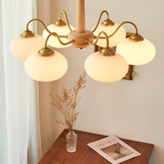 Modern Farmhouse Chandelier — Glass, Wood and Metal, E27, 4-Light or 6-Light