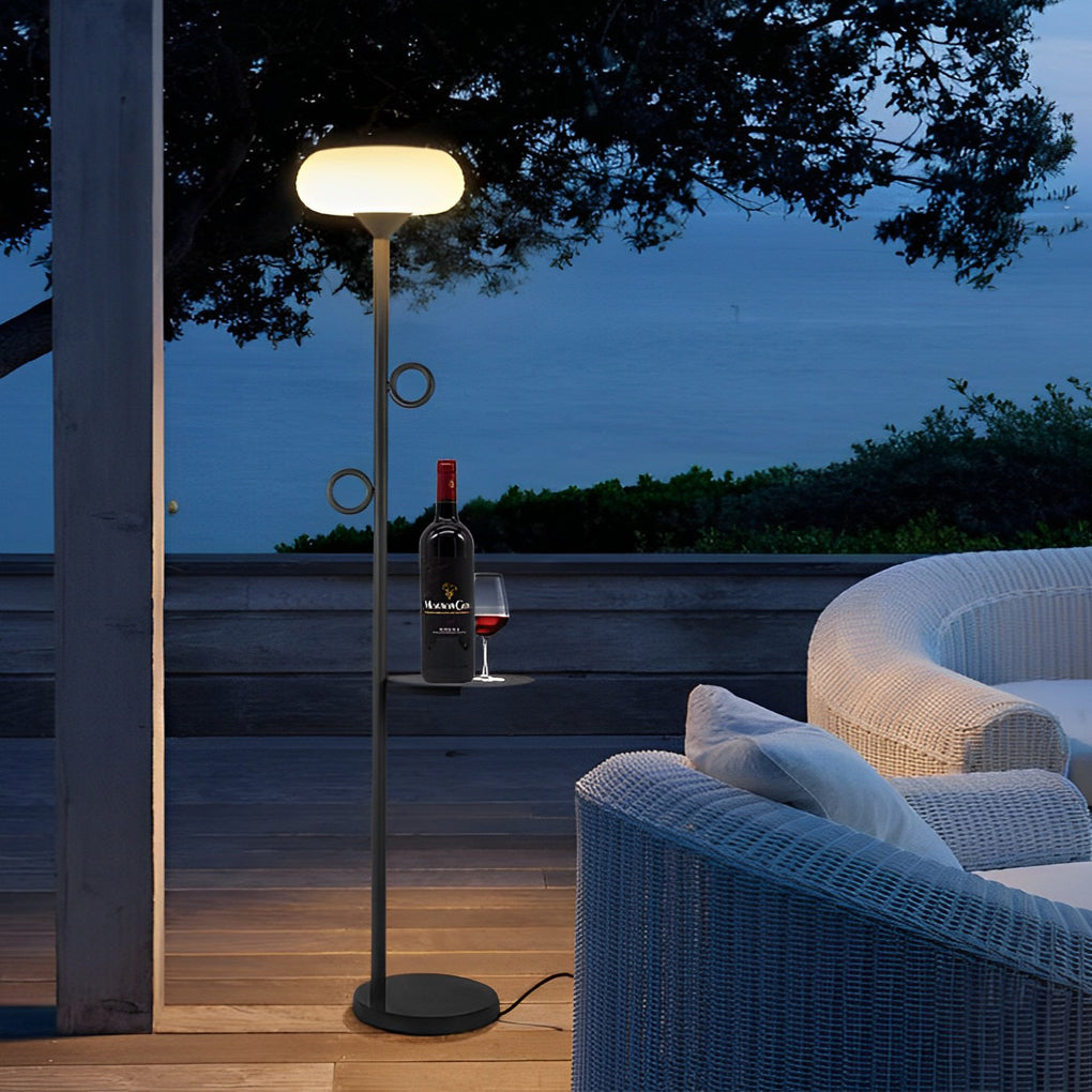Modern Outdoor Floor Lamp — Black Steel, LED 3000K, Remote Control, IP65 Weatherproof, 12" × 75"