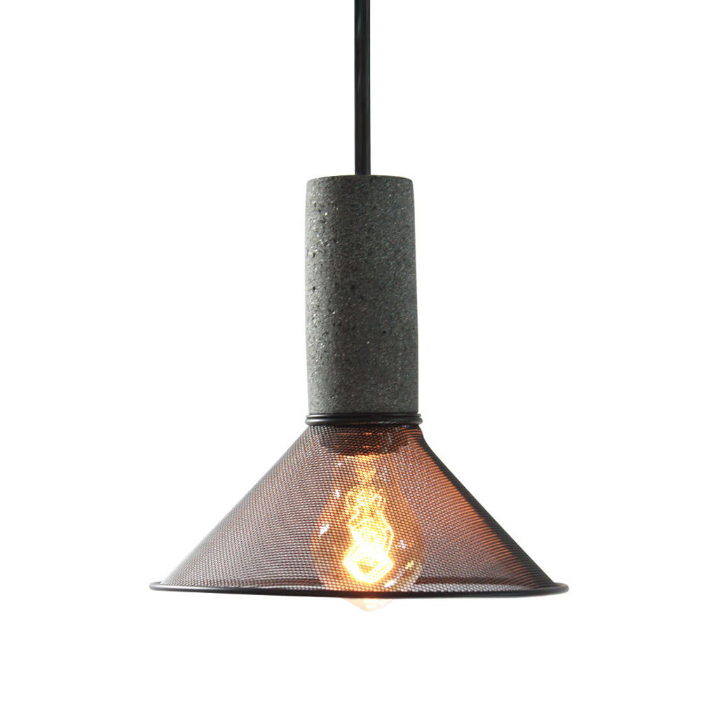 Industrial Cage Pendant — Concrete and Iron, Black, E27, 3000K Warm White