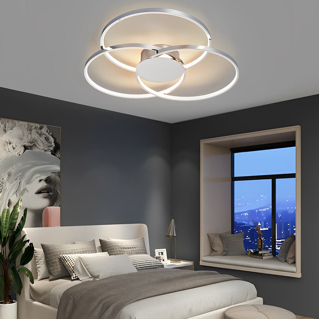 Three-Ring LED Flush Mount — Electroplated Metal, Stepless Dimming, Remote Control, 18.9" or 29.9"