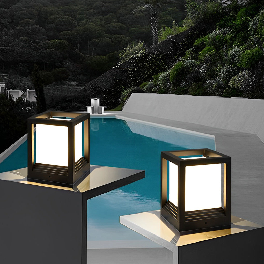 Modern Square Solar Fence Post Light — Black Aluminum, LED, IP65 Weatherproof