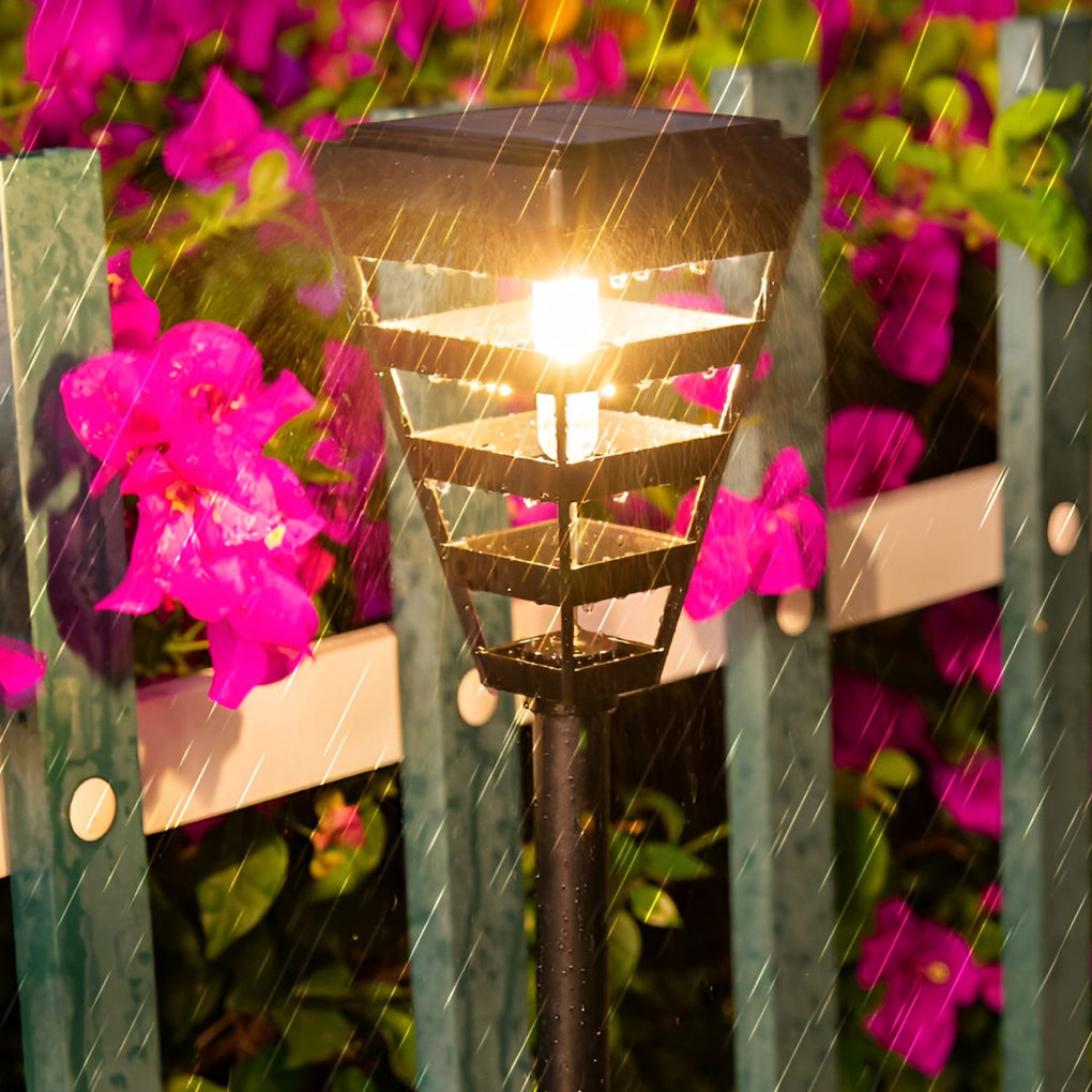 Smart Solar Black Outdoor Post Light — ABS+PC, LED, IP65, Warm White 3000K, Intelligent Light Control