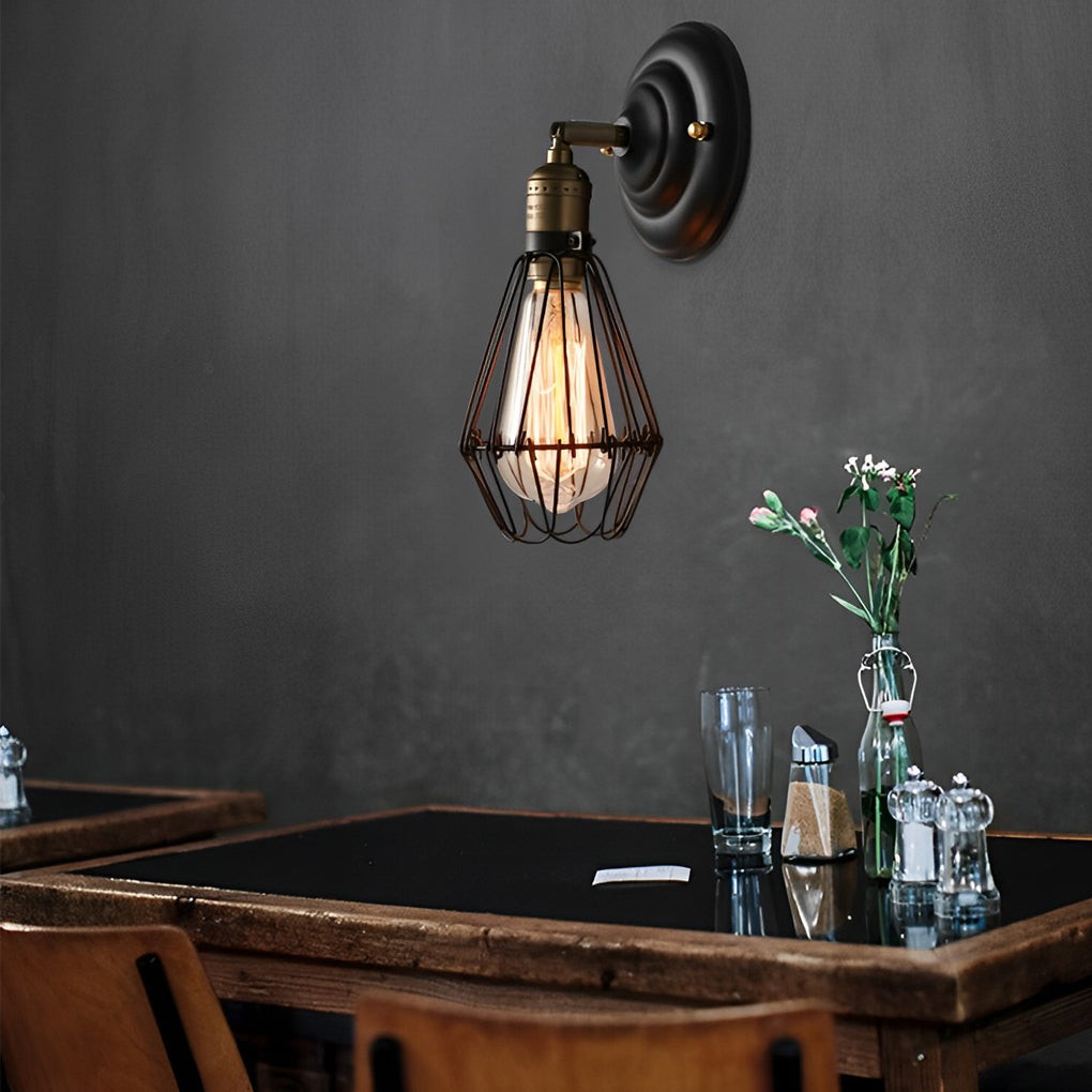 Adjustable Industrial Retro Wall Sconce — Black Iron, E27, Up/Down Directional, 7" × 11"