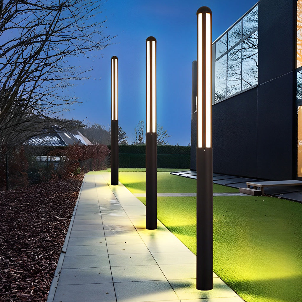 Modern Minimalist Bollard Light — Black Aluminum, LED, IP65 Weatherproof, 59"–118" Heights, 3000K