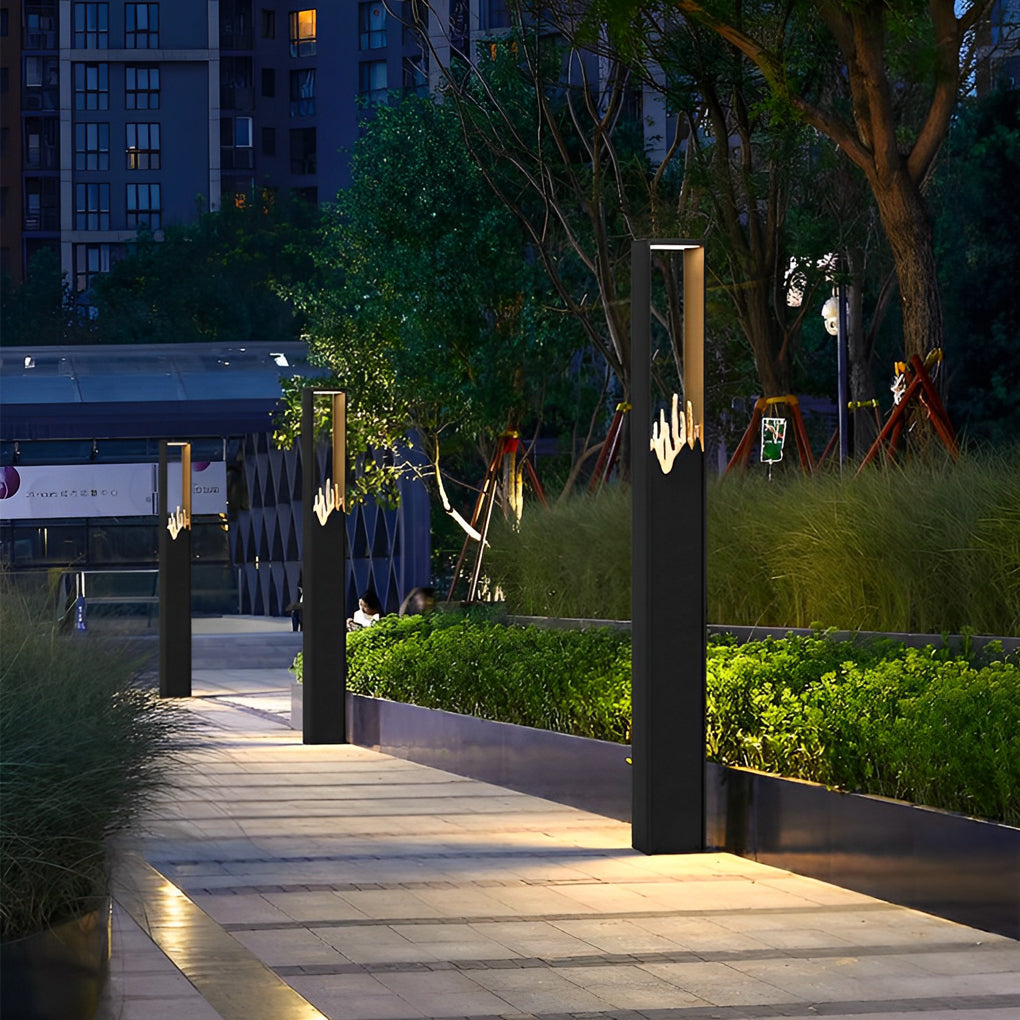 Rectangular Outdoor Pathway Light — Steel and Glass, LED, 3000K Warm White, IP65 Weatherproof, Black