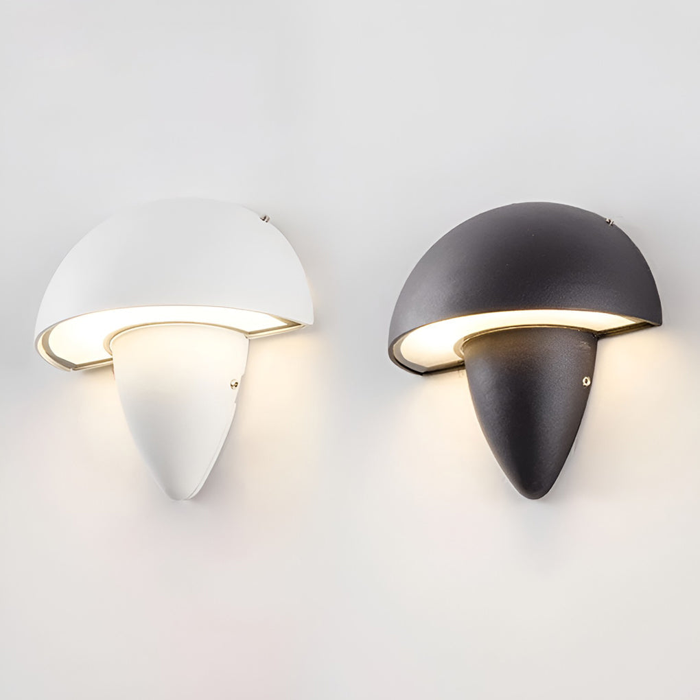 Mushroom Outdoor Wall Sconce — Aluminum, 6W COB LED, IP Waterproof, Black or White