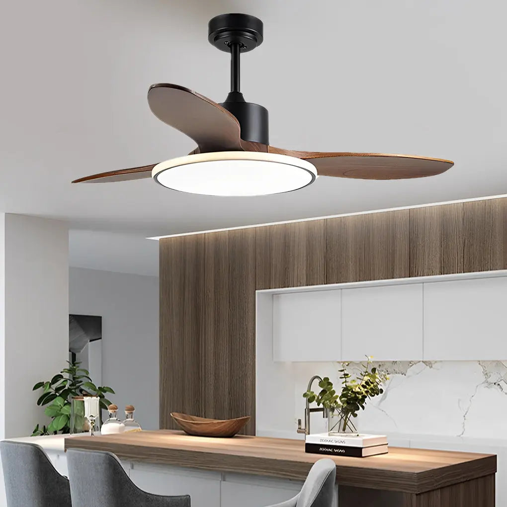Nordic Ceiling Fan Light with Remote Control - Wood Mute Design and 3-Step Dimming LED Luxe
