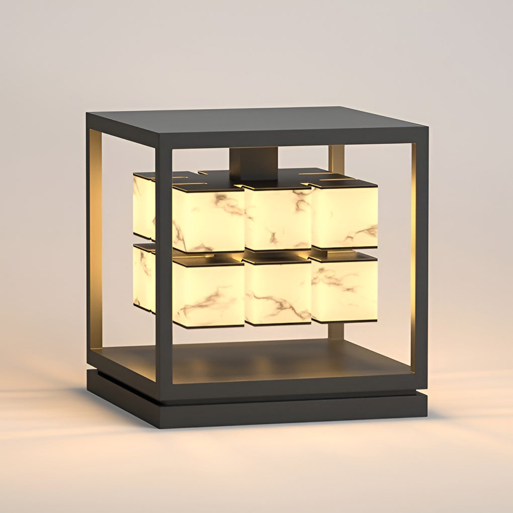Modern Square Solar Deck Post Cap Light — Stainless Steel & PC, LED, IP65 Weatherproof, Warm White 3000K