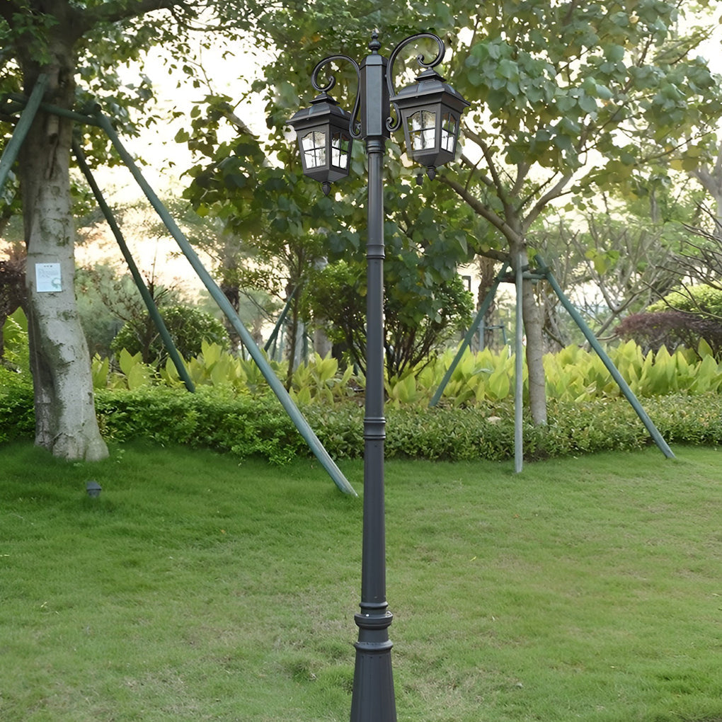 Black Outdoor Post Lights, Set of 2 — Aluminum & Glass, E27, 15W / 30W, 118" Tall, 3000K Warm White